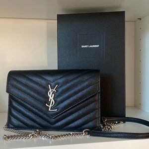 Saint Laurent Grain de Poudre Envelope Wallet on a Chain